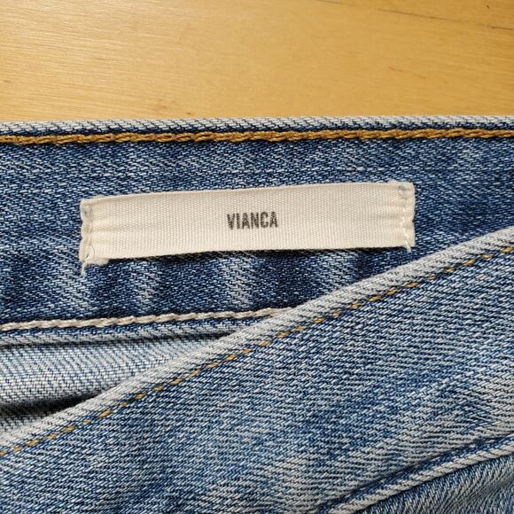 Nili Lotan Vianca Flare Leg Raw Hem Jeans Venice Wash Blue Denim USA Size 26 - Picture 7 of 11